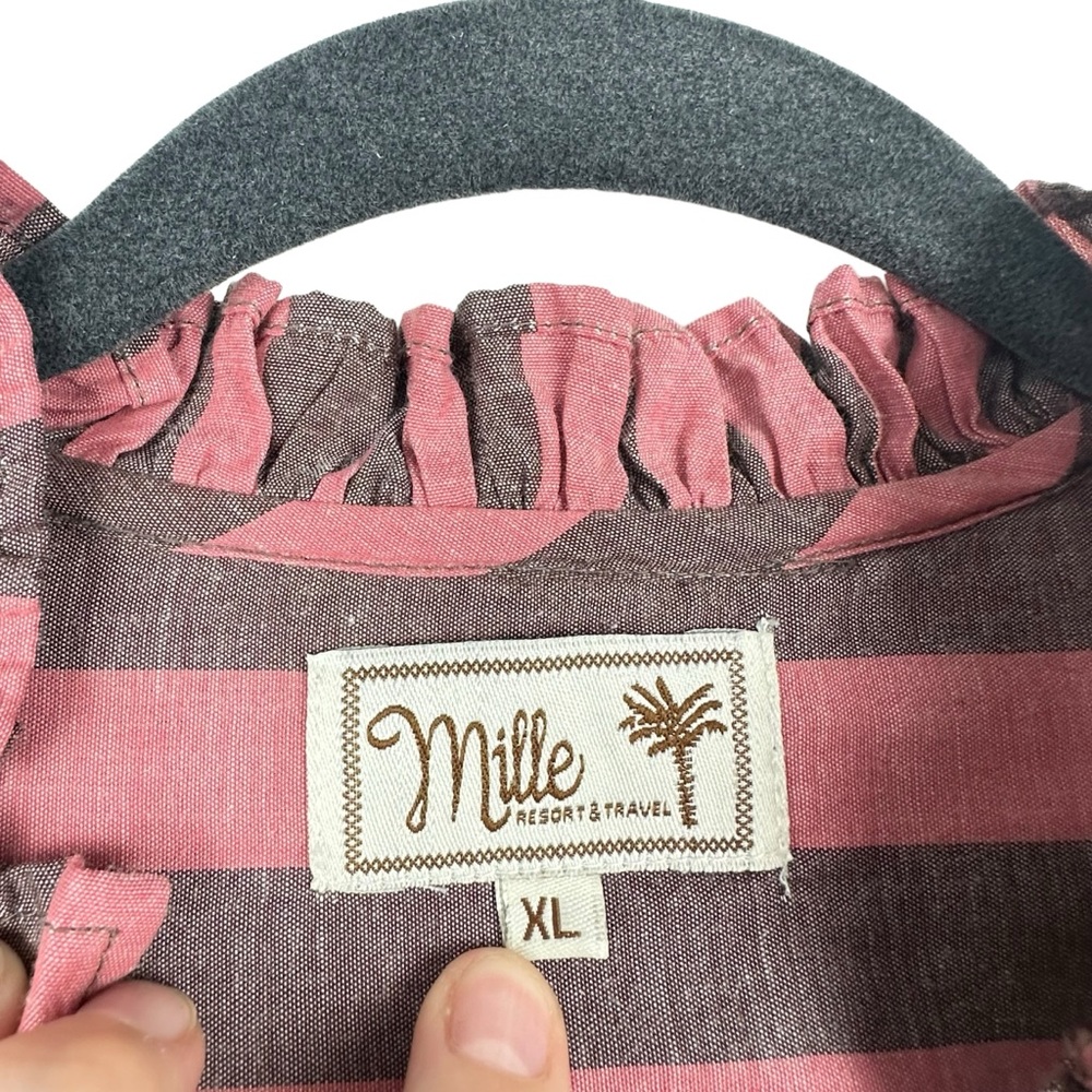 Mille Striped Pink and Brown Women's Top Preppy academia boho girly - Picture 5 of 14